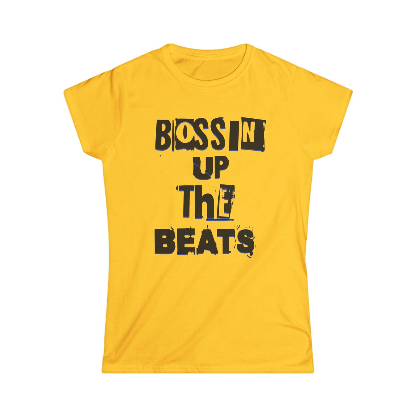 Women's Bossin' Up the Beats Softstyle Tee, Music Lover Gift, Casual Wear, Festival Shirt, Trendy Graphic Tee