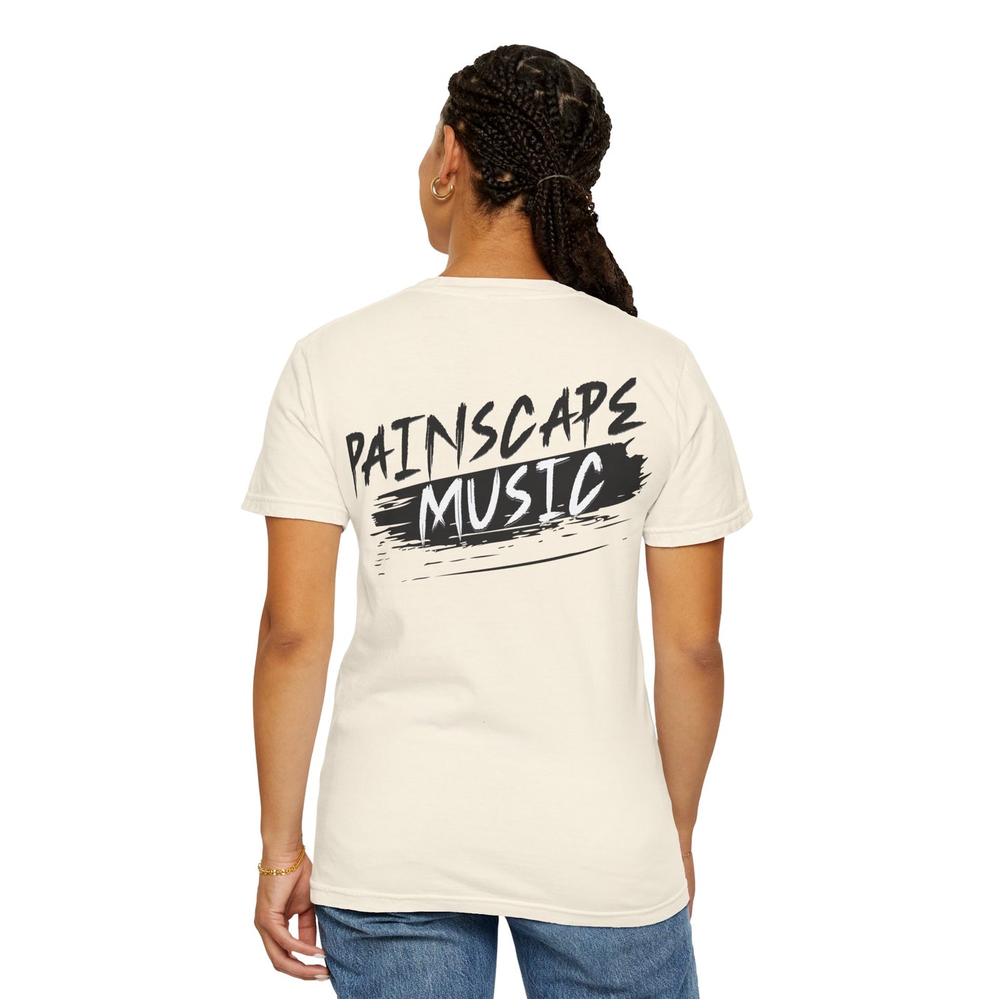 Raso En La Jungla Hookah Vibes Unisex Garment-Dyed T-Shirt, Music Lovers Tee, Chill Wear, Party Shirt, Unique Gift, Bohemian Style, Black Painscape Music Logo on back.