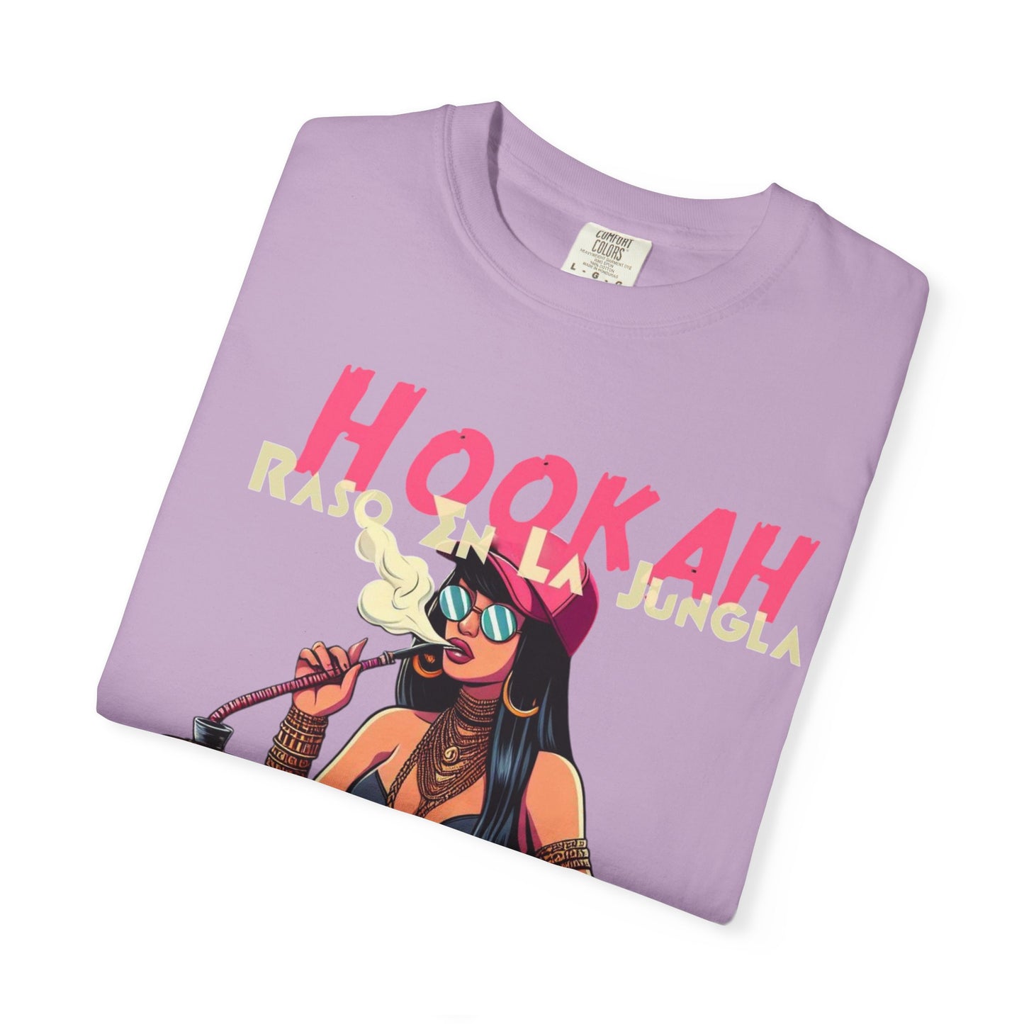 Raso En La Jungla Hookah Vibes Unisex Garment-Dyed T-Shirt, Music Lovers Tee, Chill Wear, Party Shirt, Unique Gift, Bohemian Style, Black Painscape Music Logo on back.
