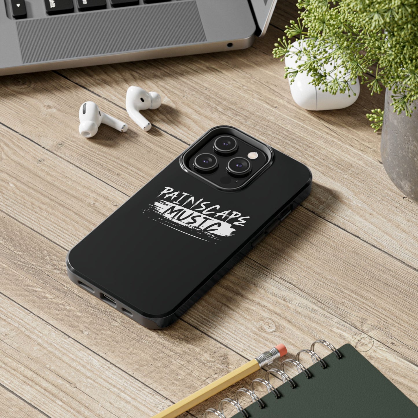 Tough Phone Case — "Painscape Music" Black Protective Phone Cover