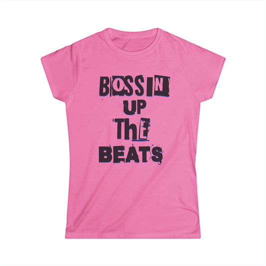 Women's Bossin' Up the Beats Softstyle Tee, Music Lover Gift, Casual Wear, Festival Shirt, Trendy Graphic Tee