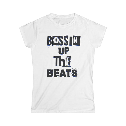 Women's Bossin' Up the Beats Softstyle Tee, Music Lover Gift, Casual Wear, Festival Shirt, Trendy Graphic Tee