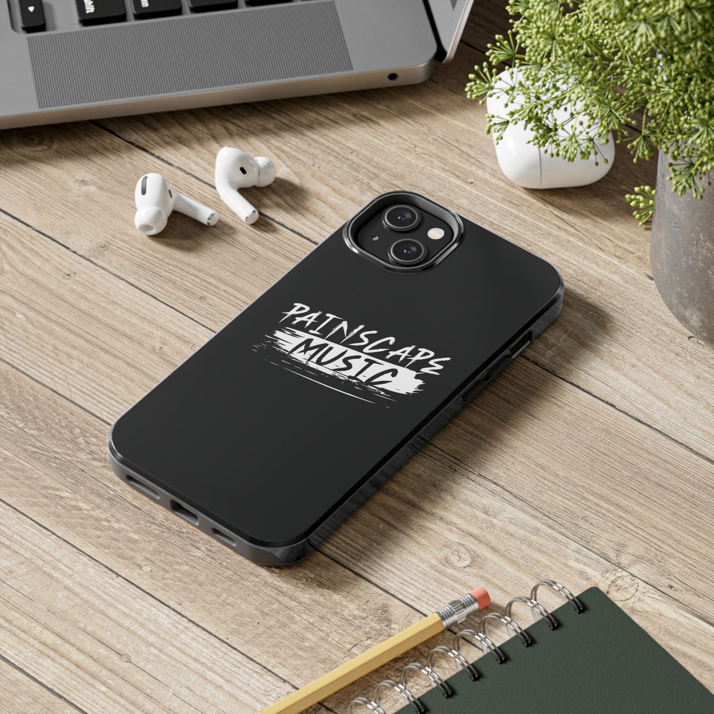 Tough Phone Case — "Painscape Music" Black Protective Phone Cover